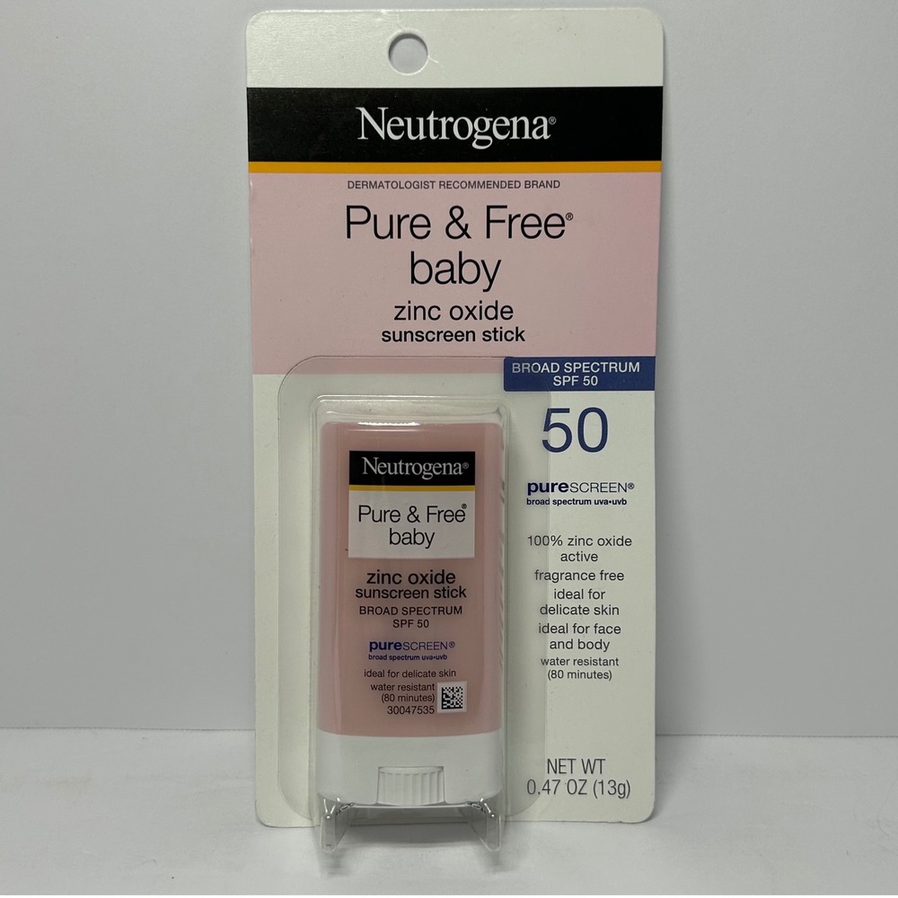 Neutrogena Pure & Free Baby Mineral Sunscreen Stick SPF 50 Zinc Oxide 0.47oz